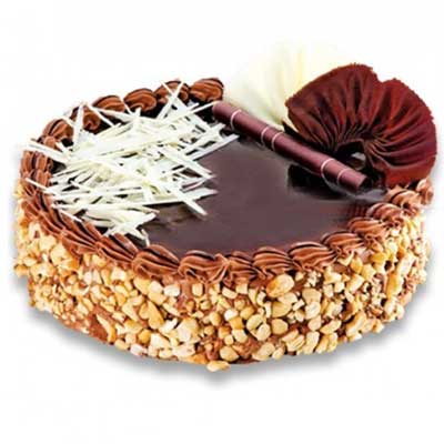 "Round Shape Chocolate Almond Cake - 1kg (Bangalore Exclusives) - Click here to View more details about this Product